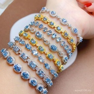 5A Natural Blue Dopamine Chain Topaz Bracelet Pure Gold Multicolor Bracelet Simple Colorful Treasure