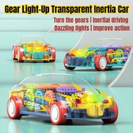Children's Car Toy Inertia Resistant Transparent Gear Light Toy Car Model