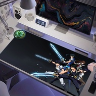 Cool Adventurer Team With Light Blade XXL Desk Pad Fantasy RPG Anime Characters Print Anti Slip Rubb
