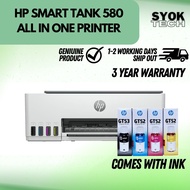 HP Smart Tank 580 All-in-One Ink Tank Wifi Printer (Print, Copy, Scan, A4 Borderless, Mobile Fax,  Wireless)