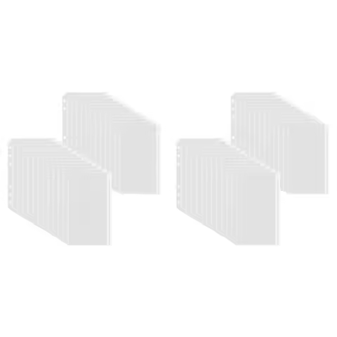 100PCS A6 Binder Pockets 6 Holes Binder Pouch Zipper Folders For 6-Ring Binder PVC Cash Budget Envel
