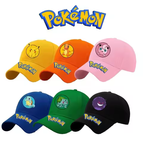 Pokemon Anime Peripherals Pikachu Eevee Bulbasaur Cartoon Peaked Cap Outdoor Sun Hat Baseball Cap Bi
