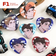 F1 Glitter Heart Badge (Max Verstappen, Piastri, Charles Leclerc, George Russell, Carlos Sainz, Alex