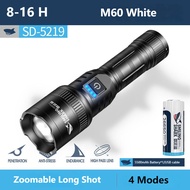 SmilingShark SD5219 Powerful Torchlight M60 6000 lumens Led Flashlight Ultra Bright 4 Modes USB Rech