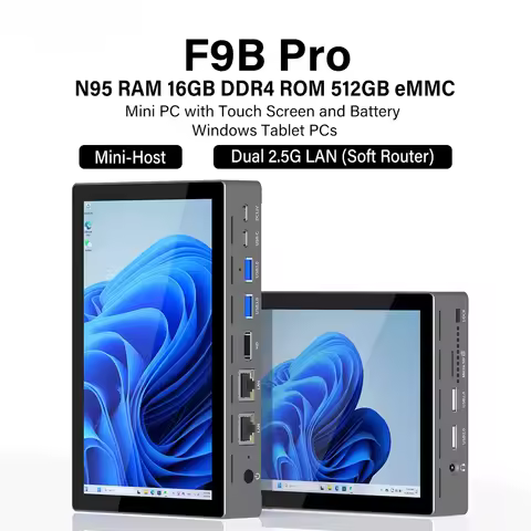 Higole F9B Pro 7'' Mini PC Intel N95 Windows 11 WiFi5 16G 512G 5000mAh Dual 2.5G LAN SIM Slot Laptop