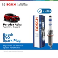 Bosch EVO Platinum Iridium Spark Plug 3pc Set for Perodua Ativa 1.0 Turbo X, H, AV D55L