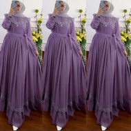 Rauna Dress Full Furring Gamis Wanita Dewasa 2022 Terbaru Kondangan Mewah Murah