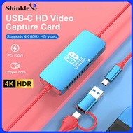 Shinkle Switch USB-C Video Capture Card 4K60 Input 1080P120 Recording | UVC/UAC | Windows/Mac/Linux/