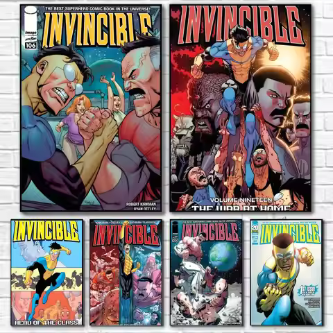 Superhero Animation Series I-Invincible Comic Poster Self-adhesive Painting with prints Home bedroom