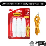 (Value Pack) 3M Command Medium Utility Hook (6 Hooks, 12 Strips) 1.3kg (17001VP)