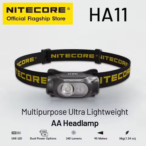 NITECORE HA11 2024 AA Headlamp 240 Lumens 38g for Night Running Camping Fishing Compatible Alkaline 