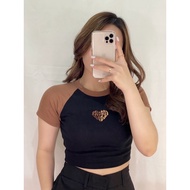 Crop top Forever Love RIB (LD 88, P40) Women's top korean style Contemporary Women's top crop top korean style