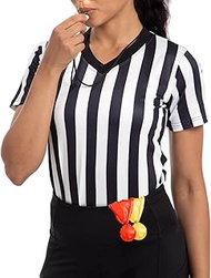 VKT 4pcs Referee Shirt Womens Ref Costume Shirts Zipper Collared or V-Neck Umpire Jersey for Footbal