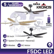 DEKA KRONOS F5DCLED 56 Inch 5 Blades 7 Speed Forward+Reverse DC Motor Remote Control Ceiling Fan with Light Kipas Siling