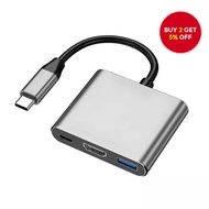 Aluminum Shell 3 in 1 Multifunctional USB C HUB 4K HD PD 87W Charger USB Port Adapter for Laptop