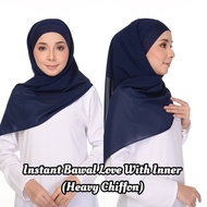 1.0 Instant Bawal Love Bawal Segi Tiga With Inner (Heavy Chiffon)