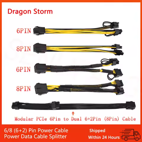 Original 10 PCS 6Pin 8Pin PCI Express to Dual PCIE 8 (6+2)Pin Power Cable Graphics Card PCI-E GPU Da
