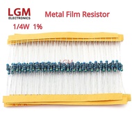 100pcs 1/4W 0.25W  1%  Metal Film Resistor 1R-1M 100R 220R 1K 1.5K 2.2K 4.7K 10K 22K 47K 100K 100 22