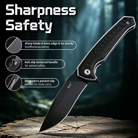 GRAGI G610 Folding Pocket Knife 14C28N Blade High Hardness Carbon Fiber And G10 Handle Optional Ligh