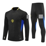 Player Version 2025/26 Man Sweatshirt Long Sleeves Tracksuits Black Sportswear + Long Pants Manchest