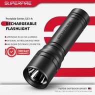 SUPERFIRE S33-A 2.5W Lampu Suluh Terang LED Super Bright Flashlight Rechargeable Torch Light Zoomabl