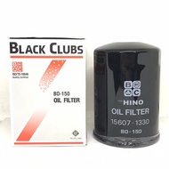 กรองเครื่อง / ไส้กรองน้ำมันเครื่อง HINO KM 505 / FB / FC / WO4D ฮีโน่ กรองเหล็ก ยี่ห้อ BLACK CLUB / เบอร์ BO-150 / BO150 / 15607-1330 / 156071330 /Oil Filter