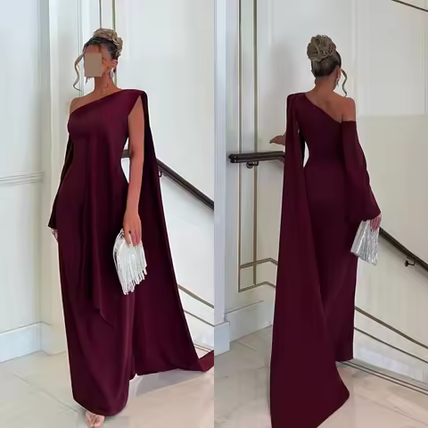 Customized Jersey Ruched Valentine's Day A-line One-shoulder Bespoke Occasion Gown Midi Dresses