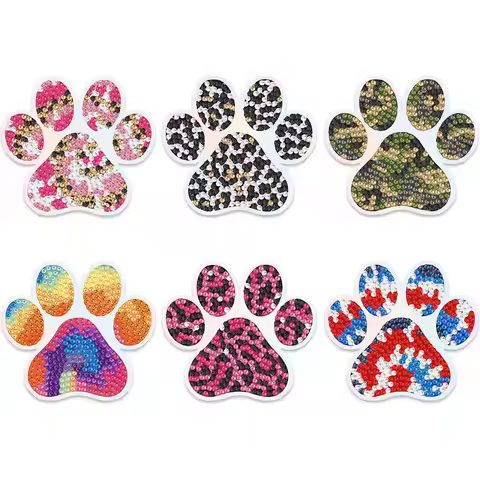 6Pcs Animal Print DIY Diamond Painting Fridge Magnets DIY Diamond Painting Magnets Kit Crystal Spark