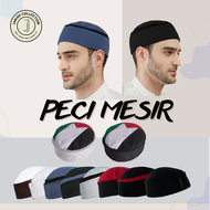 Peci Lipat Khas MESIR Premium Kopiah HABASYA Palestina Pria Biru Putih Hitam Abu Kopyah Bulat Sholat Maiyah Cak Nun Kopeah Bundar Bulet Solat Polos Anak Santri Dewasa Kupluk Laki Kain Katun Motif Rosal Hat Misry Habasa Palestin Palestine Talibann Thaliban