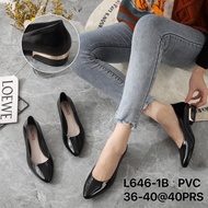 Sepatu Kerja Formal Pantofel Wanita Hitam Glossy Heels 3cm Jelly Karet Balance L646-1B