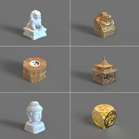 1 Piece Handmade Resin Key Cap Chinese Style Lion Dragon Seal Taiji-Bagua Pavilion Buddha Keycap For