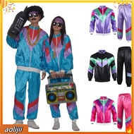 Sportswear Set 1980s Sportswear Set Retro Color Block Tracksuit Set for Women Hip Hop Disco Outfit w
