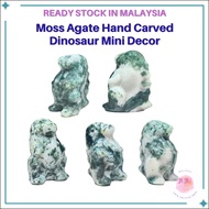 Natural Crystal Moss Agate Carved Dinosaur Tree Agate Desktop Decor Holiday Gifts Decoration Mini De