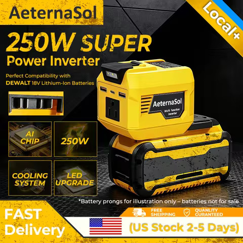 (US Stock 2-5 Days) AeternaSol 250W Power Inverter For 18V DeWalt 20V MAX Battery Portable Power Sta