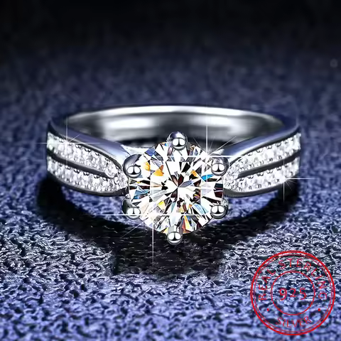 Real 3 Carat Moissanite Engagement Ring Luxury Bridal Set Solitaire Wedding Promise Ring Lab Diamond