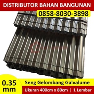 Seng Gelombang Galvalum 0.35mm x 400cm x 80cm Per Lembar