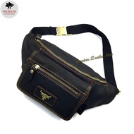 Rush Rider Leather Waist Bag Travel Casual Pouch Bag Men Chest Bag Crossbody Beg Kulit Asli Beg Ping