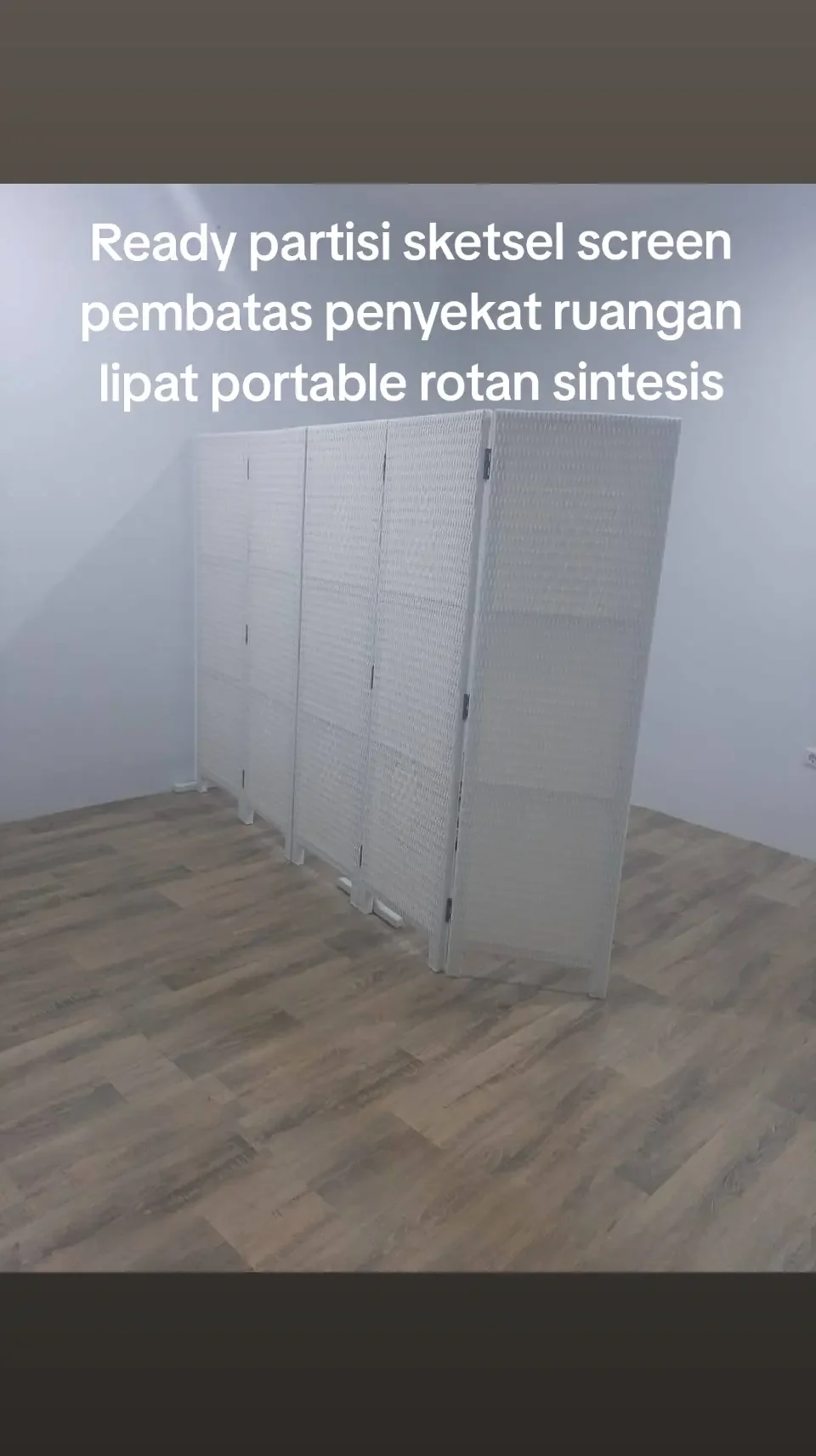 Sketsel partisi screen pembatas penyekat ruangan lipat portable rotan sintesis 5 daun pintu ukuran t