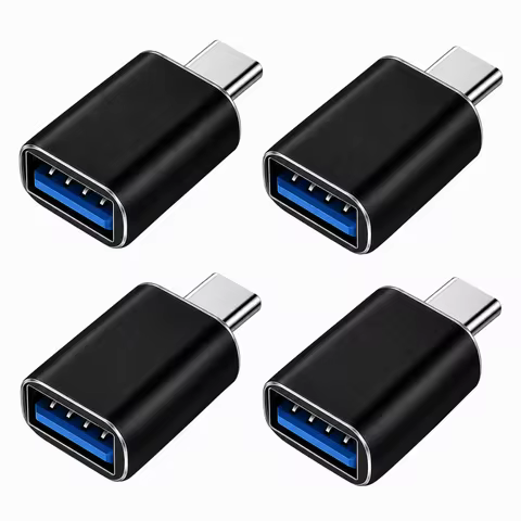 USB C to USB A Adapter 4 Pack, USBC Male to USB A Female OTG Adapter, Type C Male to Type A Female O