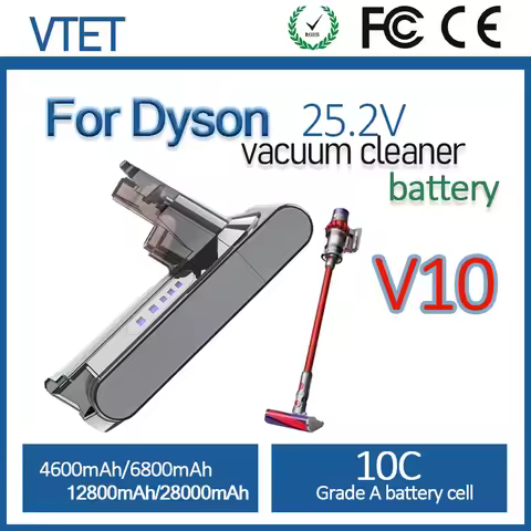 2026 New 25.2V V1012800mAh Suitable for Dyson SV12/V10 Vacuum Cleaner Battery Replacement Rechargeab