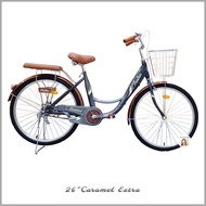🔥รุ่นใหม่🔥 รถจักรยาน 26นิ้ว จักรยานแม่บ้าน วินเทจ เก่าญี่ปุ่น จักรยานผู้ใหญ่ รถจักรยานแม่บ้าน จักรยานวินเทจ Caramel