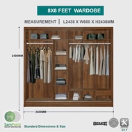 Sampoint Wardrobe 8ft x 8ft~Wardrobe Anti-Jump Sliding Door(With Installation)Almari Baju Besa ~Alma