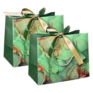 2Pcs Paper Gift Bags with Bow Ribbon Present Bag Pouches with Handles for Birthday, Wedding, Christmas, Party, Shopping Durable