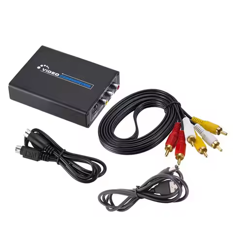 DT59 AV+S-Video to HDMI-Compatible AV Video Converter HDTV 1080P HD Video Audio RCA to Digital Signa