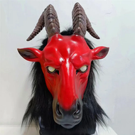 NEW Horror Goat Antelope Latex Mask Animal Carnival Party Farmyard Sheep Masks Halloween Red Sheep H