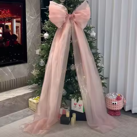 20x5M Christmass Decorative Large Bow White/Pink Giant Xmas Tree Bowknot Pendant Ornaments ﻿for Wedd