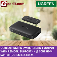 UGREEN HDMI SWITCHER 3 IN 1 OUTPUT WITH REMOTE SUPPORT 4K @ 30HZ HDMI SWITCH (UG-CM332-80125) 80125