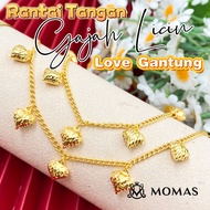 Rantai Tangan Gajah Licin Gantung Love deEmas 916 Tulen Rantai Tangan Emas 916 Rantai Tangan Emas 91
