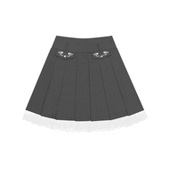 ( Ready to ship ) STYLIST x Brinkkty  - Bliss Skirt/Skorts 002 กระโปรงพลีทต่อผ้าลูกไม้