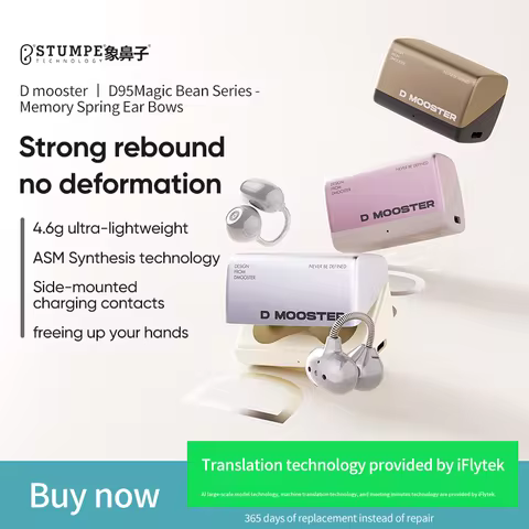 Dmooster Wireless Bluetooth V6.0 Earbuds Comfort Ear Clip D95, AI Translation Headphones,ENC Noise C